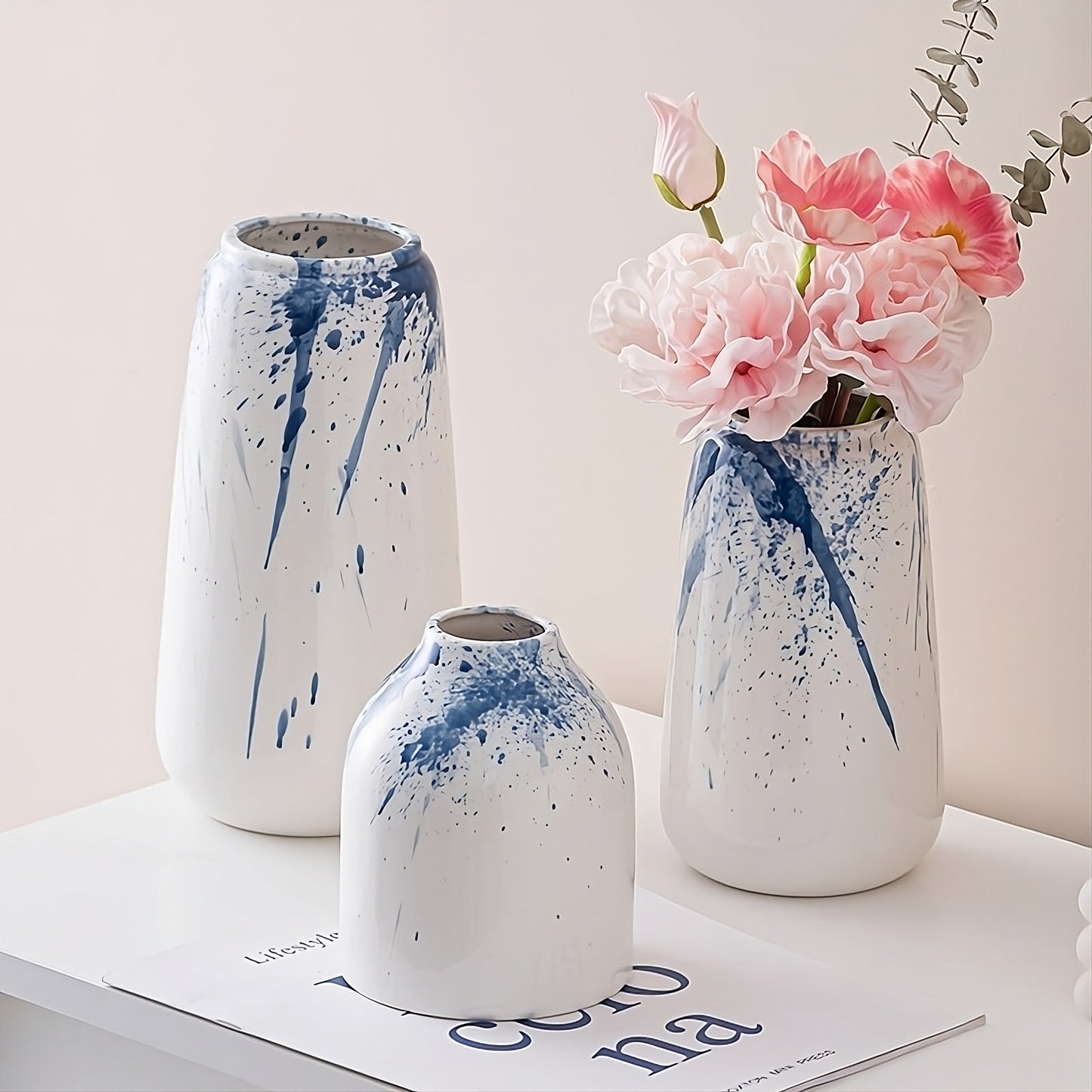 Amelia Splash Ink Ceramic Vases